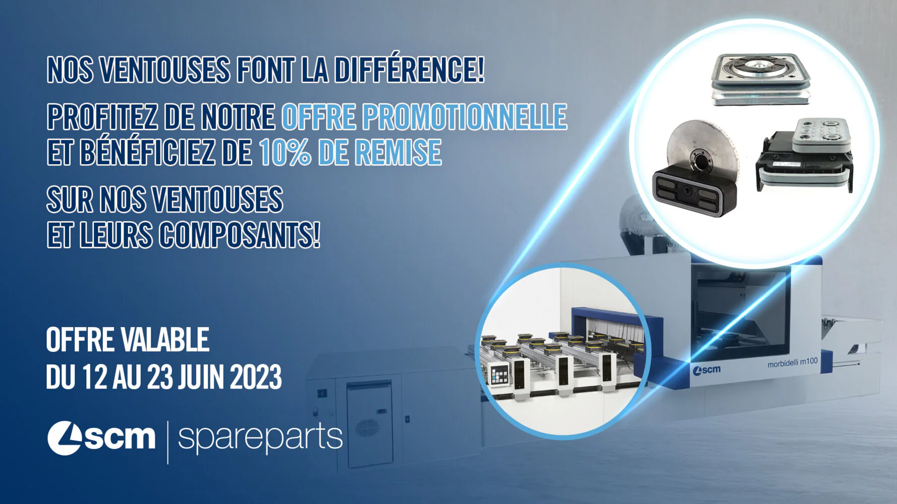 Offre promotionnelle sur nos ventouses et leurs composants